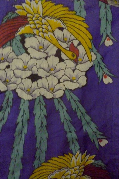 画像3: O1205G 女性用 羽織   シルク（正絹） 鮮やか紫色,  花 【中古】【USED】【リサイクル】 ★★★☆☆【O1205G】 (3)