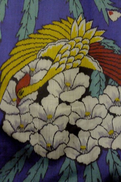 画像5: O1205G 女性用 羽織   シルク（正絹） 鮮やか紫色,  花 【中古】【USED】【リサイクル】 ★★★☆☆【O1205G】 (5)