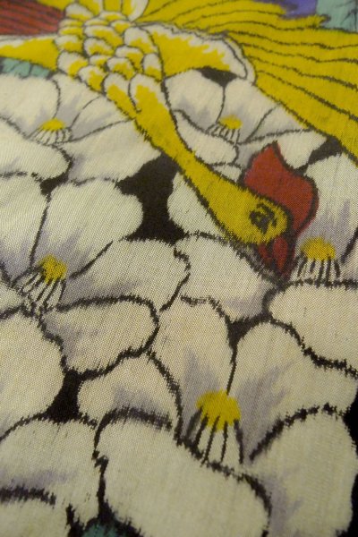 画像8: O1205G 女性用 羽織   シルク（正絹） 鮮やか紫色,  花 【中古】【USED】【リサイクル】 ★★★☆☆【O1205G】 (8)