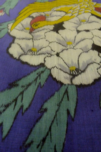 画像9: O1205G 女性用 羽織   シルク（正絹） 鮮やか紫色,  花 【中古】【USED】【リサイクル】 ★★★☆☆【O1205G】 (9)