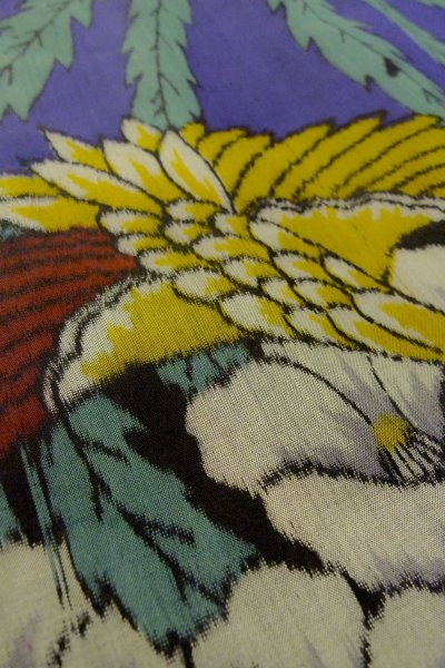 画像10: O1205G 女性用 羽織   シルク（正絹） 鮮やか紫色,  花 【中古】【USED】【リサイクル】 ★★★☆☆【O1205G】 (10)