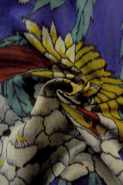 画像12: O1205G 女性用 羽織   シルク（正絹） 鮮やか紫色,  花 【中古】【USED】【リサイクル】 ★★★☆☆【O1205G】 (12)