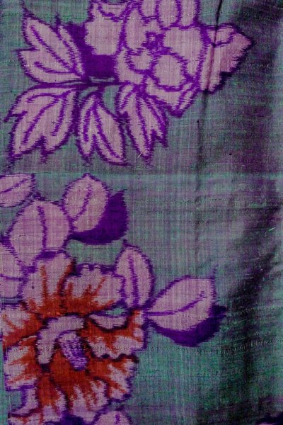 画像3: O1205H 女性用 羽織   シルク（正絹） 深い青緑色,  ぼたん 【中古】【USED】【リサイクル】 ★★★★☆【O1205H】 (3)