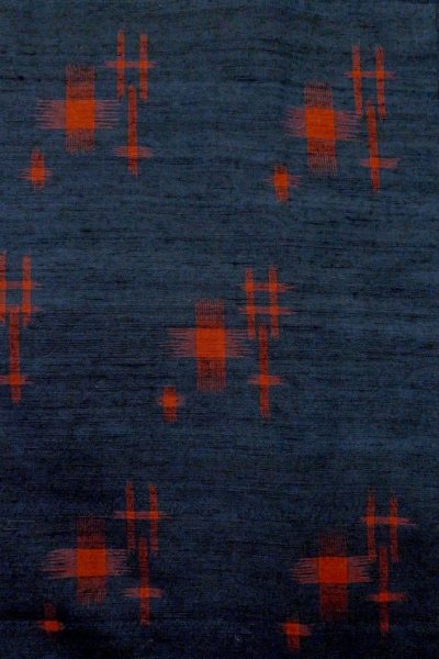 画像5: O1209K 女性用 紬   シルク（正絹） 深い藍,  十字 【中古】【USED】【リサイクル】 ★★★★☆【O1209K】 (5)