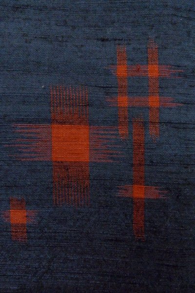 画像7: O1209K 女性用 紬   シルク（正絹） 深い藍,  十字 【中古】【USED】【リサイクル】 ★★★★☆【O1209K】 (7)