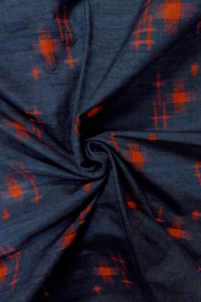 画像12: O1209K 女性用 紬   シルク（正絹） 深い藍,  十字 【中古】【USED】【リサイクル】 ★★★★☆【O1209K】 (12)