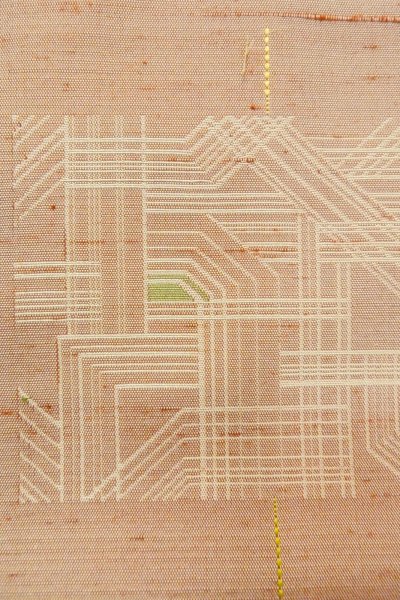 画像6: O1209M 女性用 紬   シルク（正絹） 淡い赤色,  線 【中古】【USED】【リサイクル】 ★★★☆☆【O1209M】 (6)