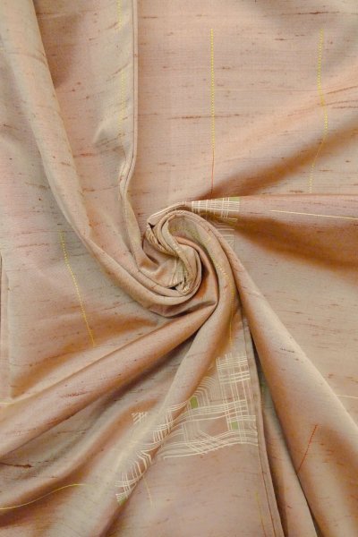 画像11: O1209M 女性用 紬   シルク（正絹） 淡い赤色,  線 【中古】【USED】【リサイクル】 ★★★☆☆【O1209M】 (11)