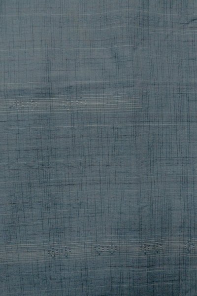 画像4: O1209N 女性用 紬   シルク（正絹） 淡い紺,  チェック柄 【中古】【USED】【リサイクル】 ★★★☆☆【O1209N】 (4)