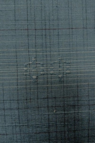 画像6: O1209N 女性用 紬   シルク（正絹） 淡い紺,  チェック柄 【中古】【USED】【リサイクル】 ★★★☆☆【O1209N】 (6)