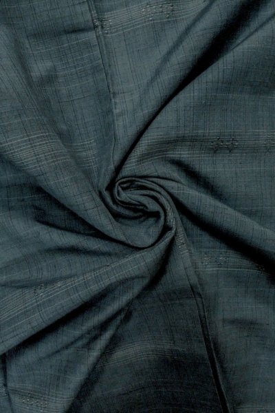 画像11: O1209N 女性用 紬   シルク（正絹） 淡い紺,  チェック柄 【中古】【USED】【リサイクル】 ★★★☆☆【O1209N】 (11)