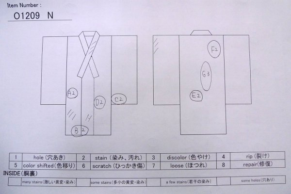 画像13: O1209N 女性用 紬   シルク（正絹） 淡い紺,  チェック柄 【中古】【USED】【リサイクル】 ★★★☆☆【O1209N】 (13)