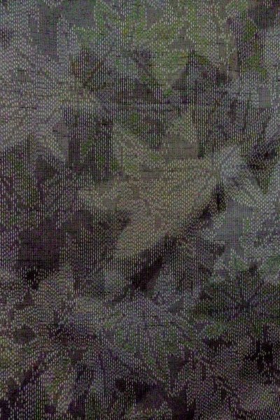 画像4: O1209O 女性用 紬  十日町紬  シルク（正絹） 深い黒,  もみじ 【中古】【USED】【リサイクル】 ★★★☆☆【O1209O】 (4)