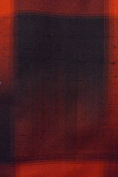 画像6: O1209R 女性用 紬   シルク（正絹） 鮮やか朱赤,  チェック柄 【中古】【USED】【リサイクル】 ★★★★☆【O1209R】 (6)