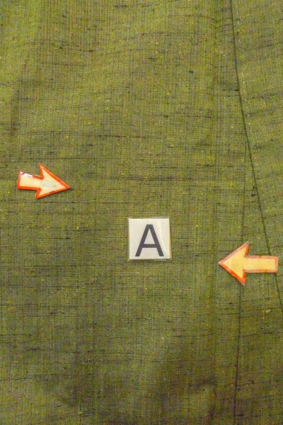 画像12: O1209T 女性用 紬   シルク（正絹） 灰色がかった緑色,  線 【中古】【USED】【リサイクル】 ★★★☆☆【O1209T】 (12)