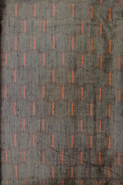 画像3: O1209W 女性用 紬   シルク（正絹） 灰色,  亀甲 【中古】【USED】【リサイクル】 ★★★★☆【O1209W】 (3)