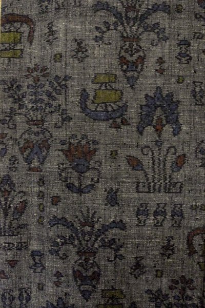 画像3: O1209Z 女性用 紬   シルク（正絹） 深い灰色,  花 【中古】【USED】【リサイクル】 ★★☆☆☆【O1209Z】 (3)