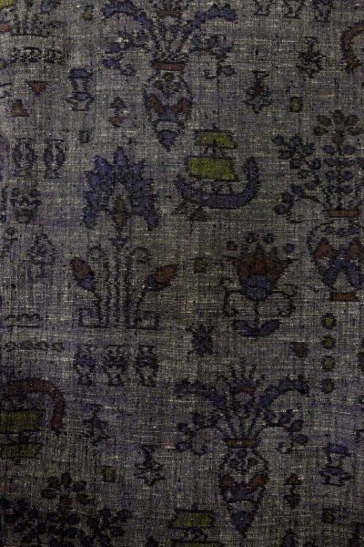 画像4: O1209Z 女性用 紬   シルク（正絹） 深い灰色,  花 【中古】【USED】【リサイクル】 ★★☆☆☆【O1209Z】 (4)