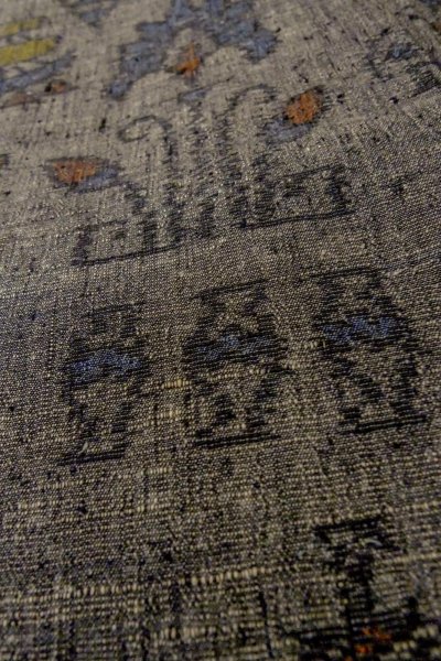 画像8: O1209Z 女性用 紬   シルク（正絹） 深い灰色,  花 【中古】【USED】【リサイクル】 ★★☆☆☆【O1209Z】 (8)