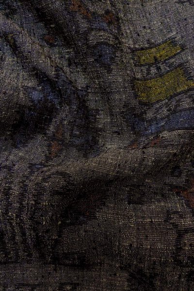 画像12: O1209Z 女性用 紬   シルク（正絹） 深い灰色,  花 【中古】【USED】【リサイクル】 ★★☆☆☆【O1209Z】 (12)