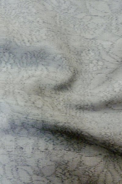 画像12: O1210A 女性用 紬   シルク（正絹） 薄い灰色,  花 【中古】【USED】【リサイクル】 ★★★☆☆【O1210A】 (12)