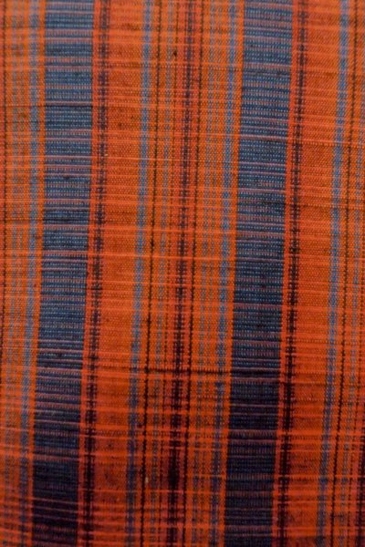 画像6: O1210B 女性用 紬   シルク（正絹） 朱赤,  縞 【中古】【USED】【リサイクル】 ★★★★☆【O1210B】 (6)