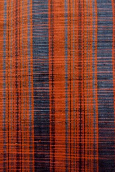 画像7: O1210B 女性用 紬   シルク（正絹） 朱赤,  縞 【中古】【USED】【リサイクル】 ★★★★☆【O1210B】 (7)