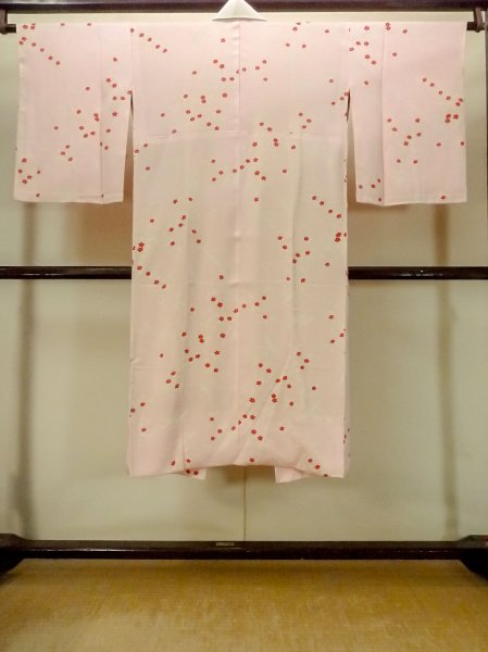 画像2: O1210C 女性用 襦袢   シルク（正絹） 桃色,  花 【中古】【USED】【リサイクル】 ★★★☆☆【O1210C】 (2)