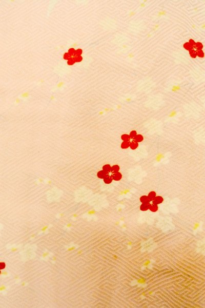 画像7: O1210C 女性用 襦袢   シルク（正絹） 桃色,  花 【中古】【USED】【リサイクル】 ★★★☆☆【O1210C】 (7)