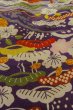 画像10: O1225A 女性用 女の子用着物   シルク（正絹） 深い紫色,  桜 【中古】【USED】【リサイクル】 ★☆☆☆☆【O1225A】 (10)