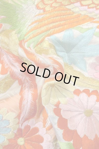 画像13: O1225F 女性用 女の子用着物   シルク（正絹） 白,  菊 【中古】【USED】【リサイクル】 ★☆☆☆☆【O1225F】 (13)