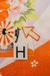 画像21: O1225H 女性用 女の子用着物   シルク（正絹） 鮮やか橙色,  桜 【中古】【USED】【リサイクル】 ★☆☆☆☆【O1225H】 (21)