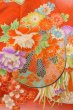 画像6: O1225L 女性用 女の子用着物   シルク（正絹） 光沢のある赤色,  ぼたん 【中古】【USED】【リサイクル】 ★★★☆☆【O1225L】 (6)