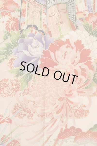 画像8: O1225N 女性用 女の子用着物   化繊 鮮やか赤色,  桜 【中古】【USED】【リサイクル】 ★★★☆☆【O1225N】 (8)