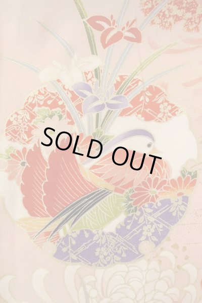 画像9: O1225N 女性用 女の子用着物   化繊 鮮やか赤色,  桜 【中古】【USED】【リサイクル】 ★★★☆☆【O1225N】 (9)