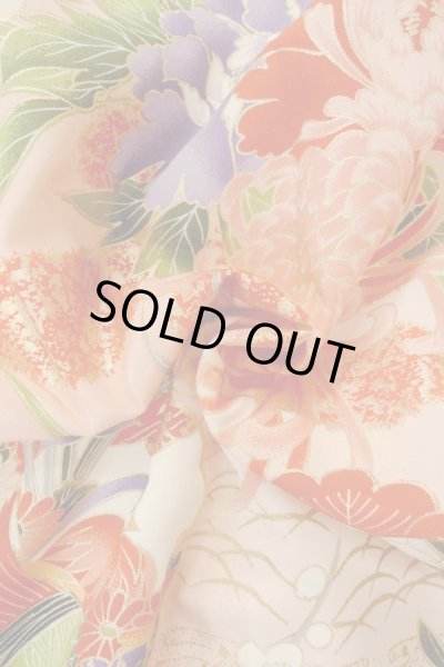 画像12: O1225N 女性用 女の子用着物   化繊 鮮やか赤色,  桜 【中古】【USED】【リサイクル】 ★★★☆☆【O1225N】 (12)