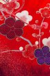 画像7: O1225Q 女性用 女の子用着物   化繊 光沢のある鮮やか赤色,  菊 【中古】【USED】【リサイクル】 ★★★☆☆【O1225Q】 (7)