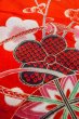 画像10: O1225Q 女性用 女の子用着物   化繊 光沢のある鮮やか赤色,  菊 【中古】【USED】【リサイクル】 ★★★☆☆【O1225Q】 (10)