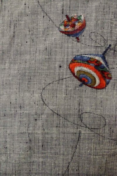 画像3: O1225Y 女性用 紬   シルク（正絹） 灰色,  【中古】【USED】【リサイクル】 ★★★★☆【O1225Y】 (3)