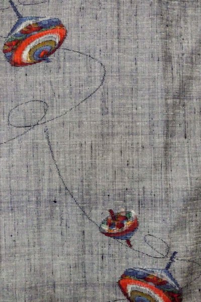 画像4: O1225Y 女性用 紬   シルク（正絹） 灰色,  【中古】【USED】【リサイクル】 ★★★★☆【O1225Y】 (4)