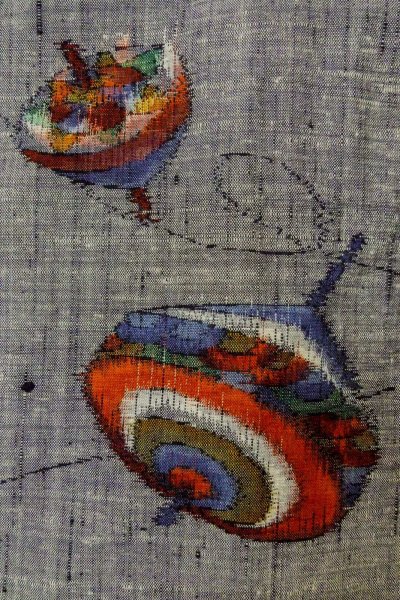 画像5: O1225Y 女性用 紬   シルク（正絹） 灰色,  【中古】【USED】【リサイクル】 ★★★★☆【O1225Y】 (5)