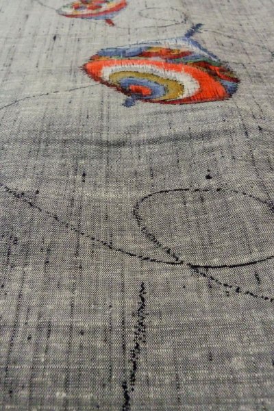 画像10: O1225Y 女性用 紬   シルク（正絹） 灰色,  【中古】【USED】【リサイクル】 ★★★★☆【O1225Y】 (10)