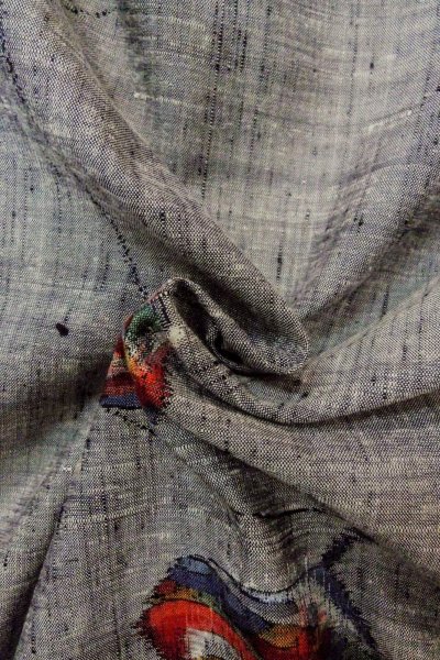 画像11: O1225Y 女性用 紬   シルク（正絹） 灰色,  【中古】【USED】【リサイクル】 ★★★★☆【O1225Y】 (11)