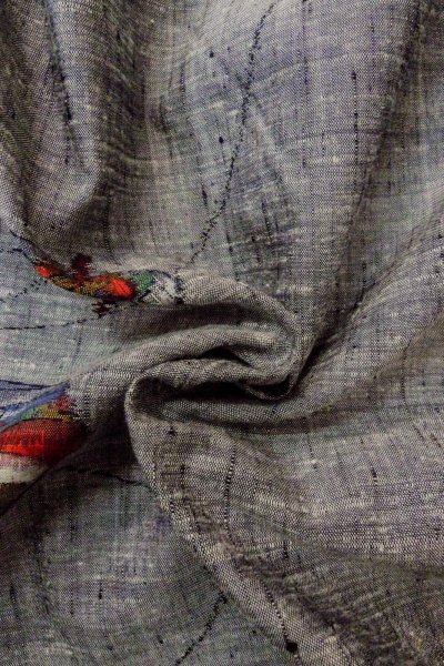 画像12: O1225Y 女性用 紬   シルク（正絹） 灰色,  【中古】【USED】【リサイクル】 ★★★★☆【O1225Y】 (12)