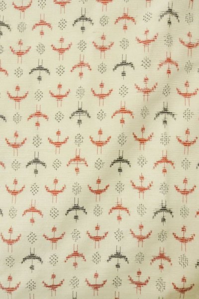 画像3: O1226A 女性用 紬   シルク（正絹） アイボリー,  十字 【中古】【USED】【リサイクル】 ★★★☆☆【O1226A】 (3)