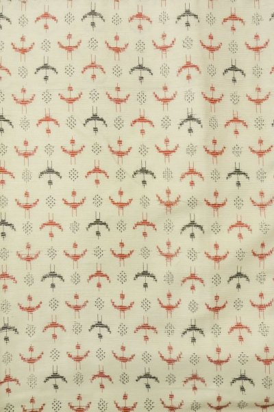 画像4: O1226A 女性用 紬   シルク（正絹） アイボリー,  十字 【中古】【USED】【リサイクル】 ★★★☆☆【O1226A】 (4)