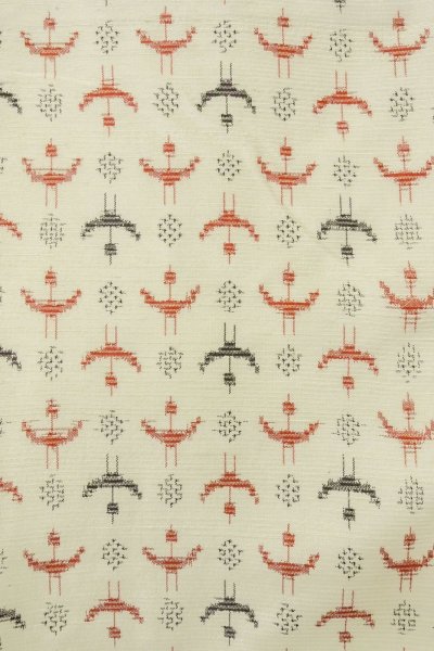 画像5: O1226A 女性用 紬   シルク（正絹） アイボリー,  十字 【中古】【USED】【リサイクル】 ★★★☆☆【O1226A】 (5)