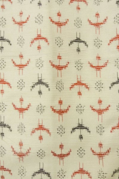 画像6: O1226A 女性用 紬   シルク（正絹） アイボリー,  十字 【中古】【USED】【リサイクル】 ★★★☆☆【O1226A】 (6)