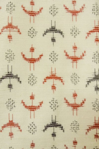 画像7: O1226A 女性用 紬   シルク（正絹） アイボリー,  十字 【中古】【USED】【リサイクル】 ★★★☆☆【O1226A】 (7)