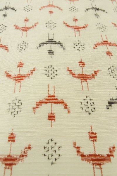 画像9: O1226A 女性用 紬   シルク（正絹） アイボリー,  十字 【中古】【USED】【リサイクル】 ★★★☆☆【O1226A】 (9)